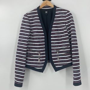 Worth Blazer jacket stripped zipper detail pockets